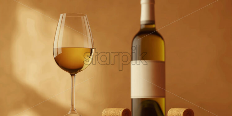 Glass of white wine and bottle - Starpik