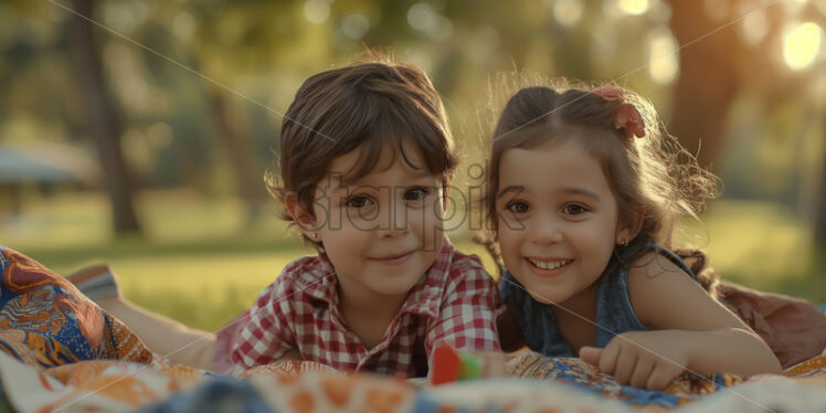 Kids playing in the park together portrait - Starpik