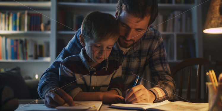 Parent doing homework with kid - Starpik