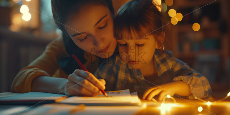 Parent doing homework with kid - Starpik