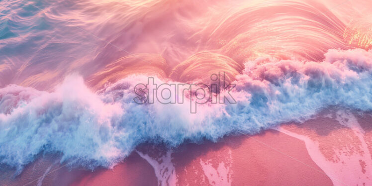 Pink sand beach beautiful view, ocean sea waves  - Starpik