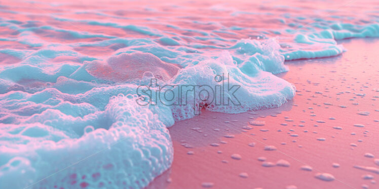 Pink sand beach beautiful view, ocean sea waves  - Starpik