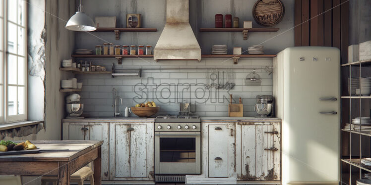 Rustic kitchen design front view - Starpik