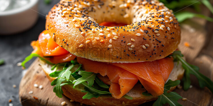 Salmon bagel sandwich delicious - Starpik