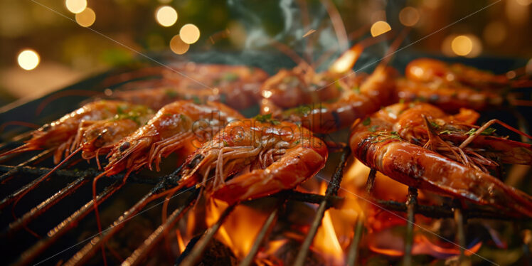 Shrimps on grill fire - Starpik