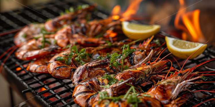 Shrimps on grill fire - Starpik