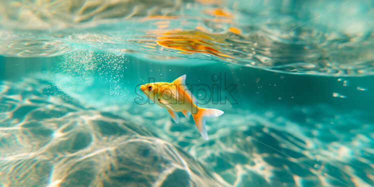 Underwater golden fish swimming - Starpik