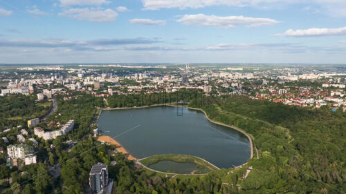 VIDEO Aerial drone timelapse view of Valea Morilor park in Chisinau city. Moldova - Starpik