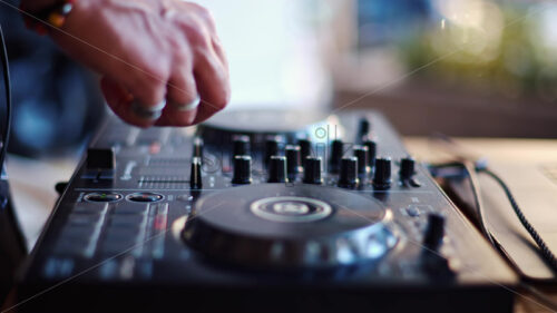 VIDEO Close up of a woman touching the buttons of a DJ controller - Starpik