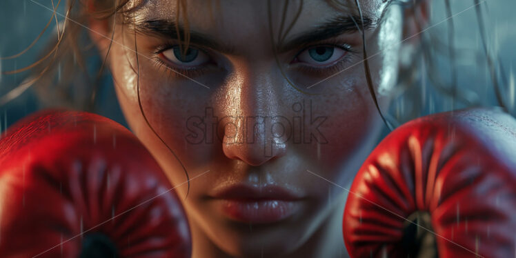 Woman boxing sport powerful energy - Starpik