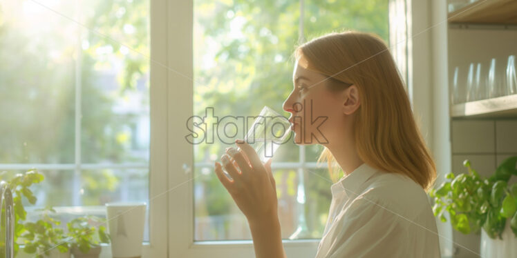 Woman drinking water  - Starpik