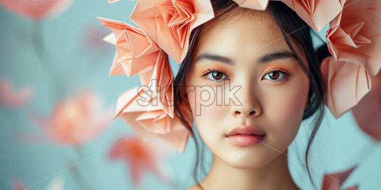 Woman portrait with origami hair - Starpik