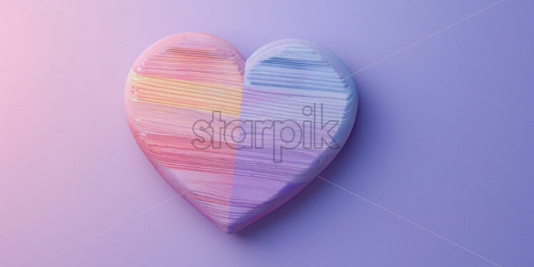 Wooden heart in pink blue colours delicate - Starpik