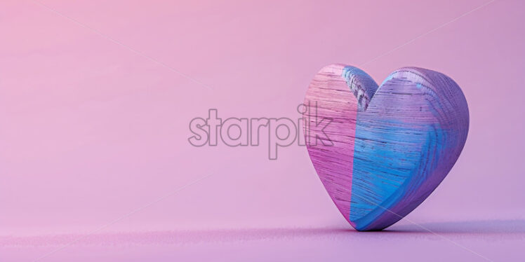 Wooden heart in pink blue colours delicate - Starpik