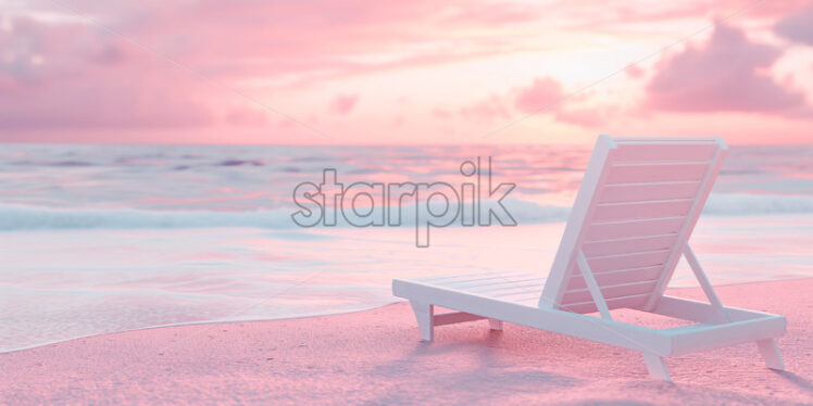  sun-bed on a pink beach beauty view - Starpik