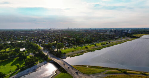 VIDEO Aerial drone view of Amager Beachpark seaside public park in Copenhagen, Denmark - Starpik