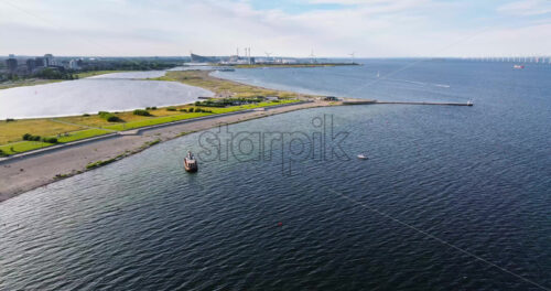 VIDEO Aerial drone view of Amager Beachpark seaside public park in Copenhagen, Denmark - Starpik