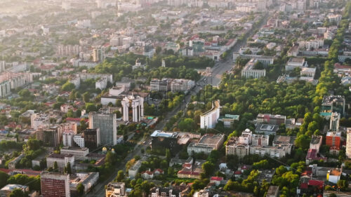 VIDEO Aerial drone view of Chisinau, Moldova at sunrise - Starpik