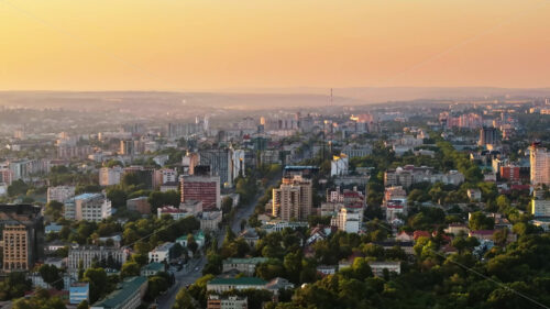 VIDEO Aerial drone view of Chisinau, Moldova at sunrise - Starpik