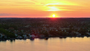 VIDEO Aerial drone view of Copenhagen, Denmark at sunset - Starpik