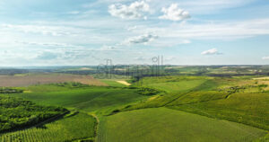 VIDEO Aerial drone view of green agricultural fields in Moldova - Starpik