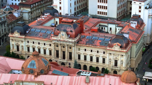 VIDEO Aerial drone view of the Palace of the National Bank of Romania in Bucharest - Starpik