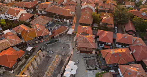 Royalty free stock footage Aerial drone view of the old town Nessebar, Bulgaria at sunset - Starpik