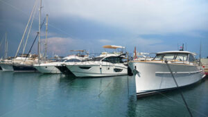 Royalty free stock footage Many boats docked in the Port Vauban in Antibes, France - Starpik