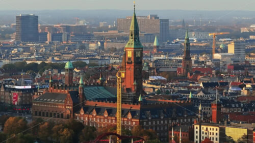 Video Aerial drone view of the City Hall in Copenhagen, Denmark in daylight - Starpik