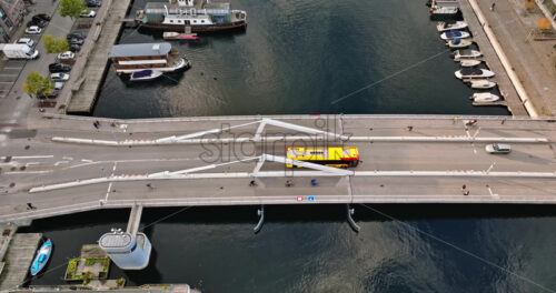 Video Aerial drone view of the Teglholmen peninsula in the South Harbour of Copenhagen, Denmark - Starpik