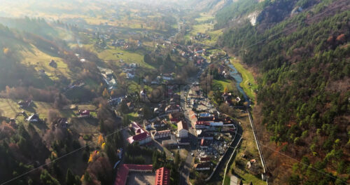 Video Aerial drone view of the commune in Brasov County, Transylvania, Romania - Starpik