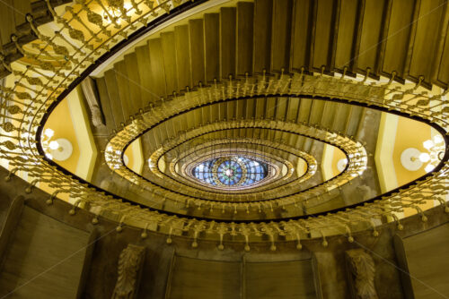 Abstract view to staircases in rich hotel of Genoa, Italy - Starpik