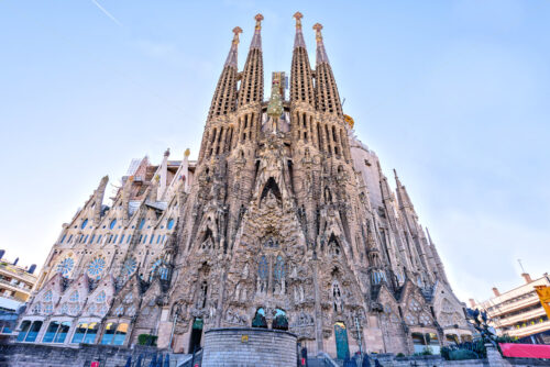 BARCELONA SPAIN –  November 09, 2016: La Sagrada Familia,  Nativity Facade – the famous cathedral designed by Gaudi, which is being build since 19 March 1882 - Starpik