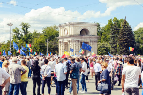 CHISINAU, MOLDOVA – JUNE 24, 2018: Meeting before the government of the republic, against the cancellation of local elections - Starpik