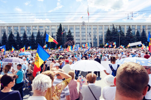 CHISINAU, MOLDOVA – JUNE 24, 2018: Meeting before the government of the republic, against the cancellation of local elections - Starpik