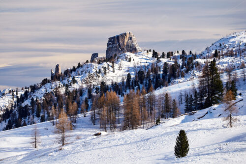 Cinque Terre mountains covered in snow at daylight. Italy - Starpik