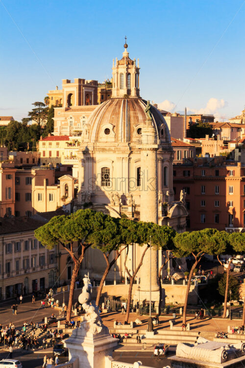 Domus church in Roma, Italy, at sunset with blue sky - Starpik