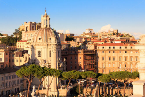 Domus church in Roma, Italy, at sunset with blue sky - Starpik