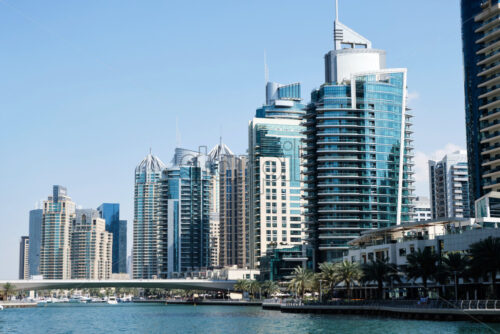 Dubai marina cityscape at daylight. Clear sky. United Arab Emirates - Starpik