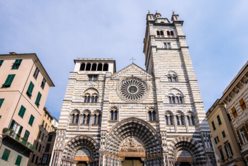 Genoa Cathedral at daylight. View from bottom. Genoa, Italy - Starpik