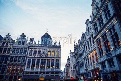 Grand Place buildings at sunset. Long exposure shot. Brussels, Belgium - Starpik