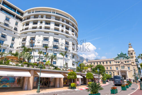 MONACO, FRANCE – AUGUST 07, 2018: Monte Carlo Casino and Hotel de Paris at daylight. Blue sky on background - Starpik