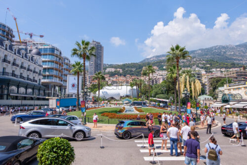 MONACO, FRANCE – AUGUST 07, 2018: Monte Carlo Place du Casino at daylight with rich chars and people exploring local beauties - Starpik