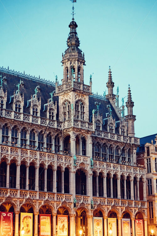 Museum van de Stad facade at night. Clear background. Brussels, Belgium - Starpik