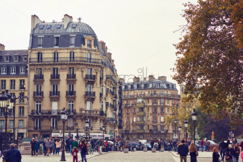 PARIS, FRANCE – SEPTEMBER 28, 2018: Lagrange street with people on promenade - Starpik