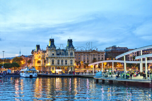 Port Vell at Sunset. Beautiful peaceful view Barcelona, Spain - Starpik