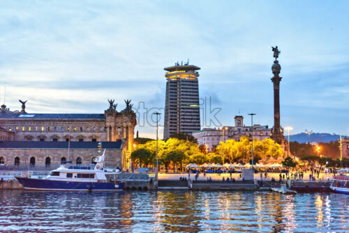 Port Vell at Sunset. Beautiful peaceful view Barcelona, Spain - Starpik