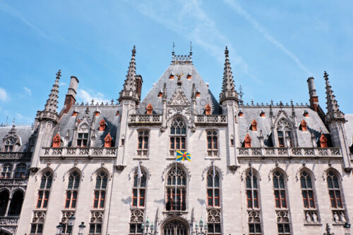 Provincial Court of Bruges in Markt square. Belgium landmarks - Starpik