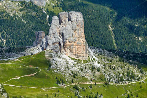 Rock cliff in Giau Pass at daylight. Dolomites mountains, Italy - Starpik