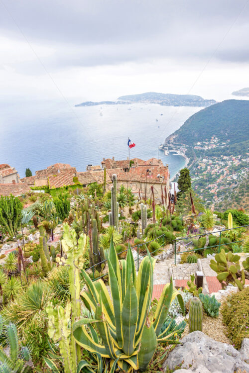 Scenic view from top to Mediterranean sea and part of Eze village - Starpik